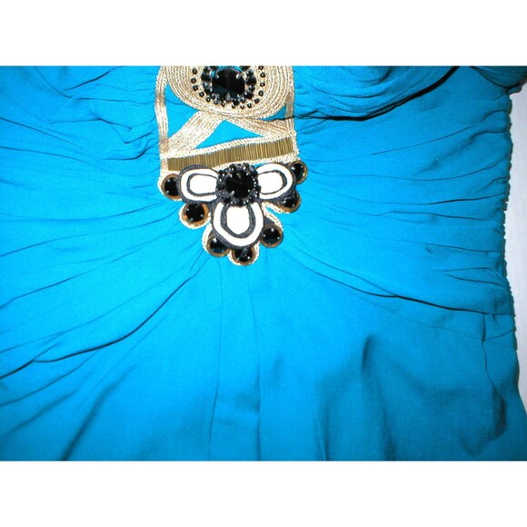 New NWT Ocean Blue Temperley London Dress Womens 12 Evening Gown Jewels Silk Emb - Picture 7 of 12